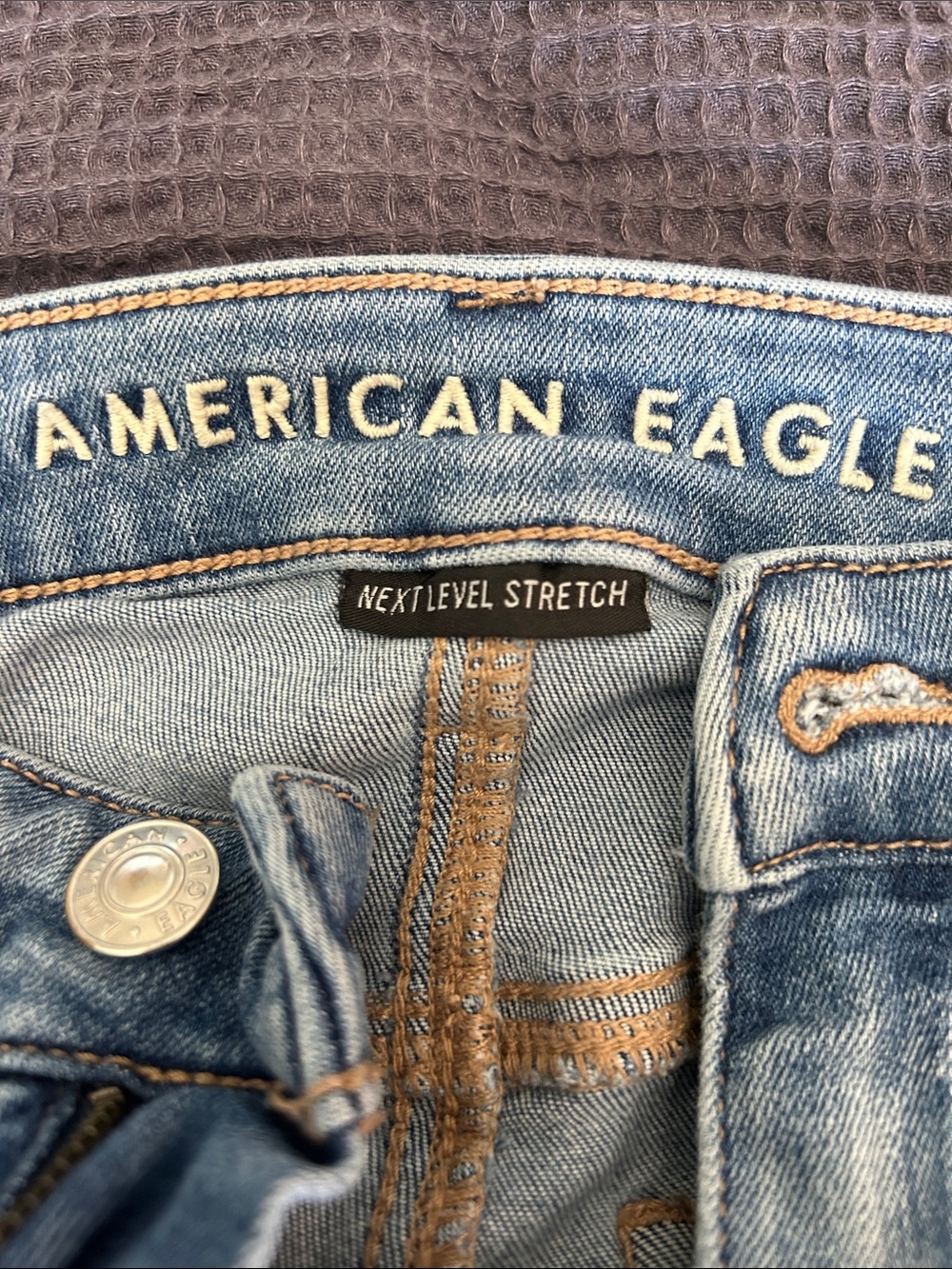 American Eagle Outfitters, Next level stretch, Light Blue Distressed Jeans - Picture 2 of 6